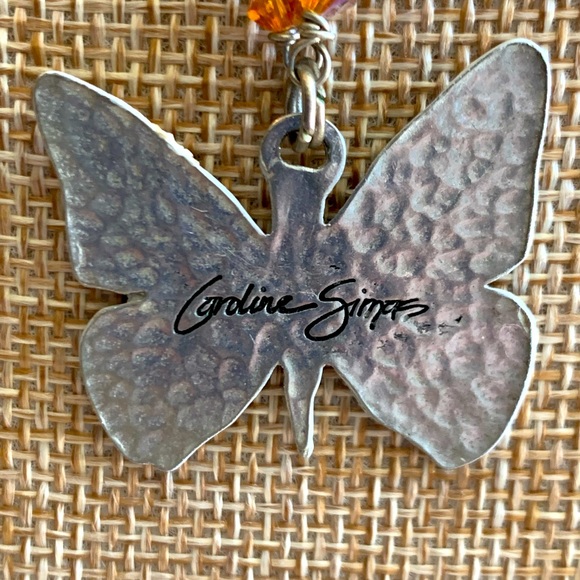 Caroline Simas Signed Cottagecore Enamel Butterfly Beaded Necklace - Picture 4 of 6